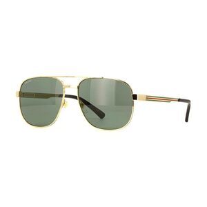 Gucci Sunglasses Aviator Full Rim, Gold Frame and Grey Lens GG1223S002